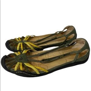 J-41 Sandra Green/Yellow Leather Strappy Casual Sport Sandals Shoes 10M